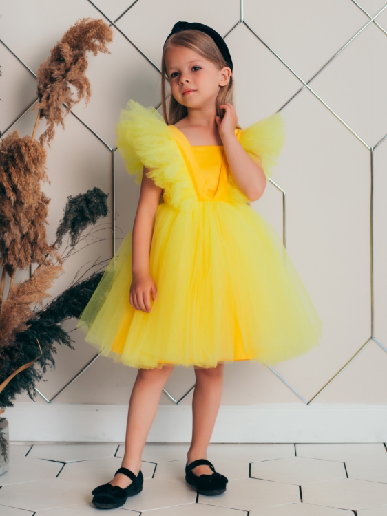Детское нарядное платье ПЛ-1320 (Желтый)
