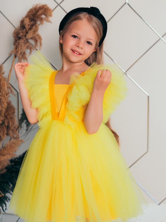 Детское нарядное платье 1320 (Желтый)