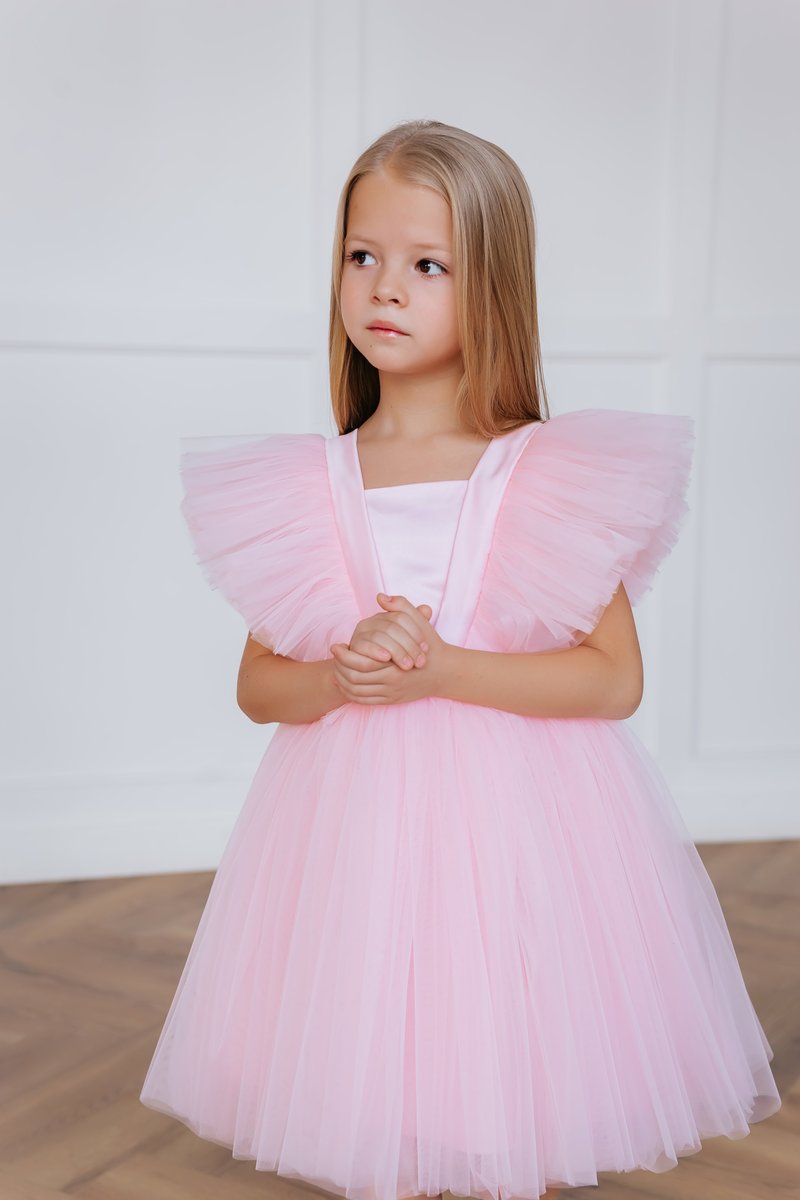 Детское нарядное платье 0420 (Светло-розовое)
