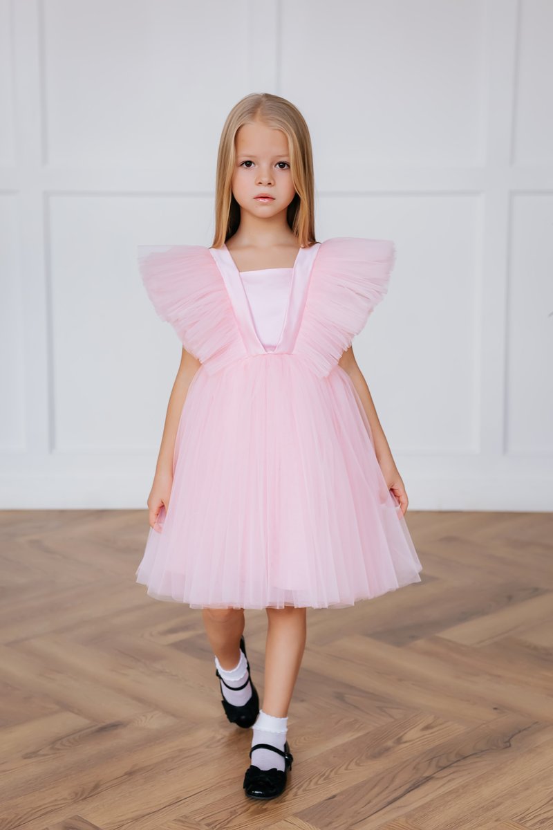 Детское нарядное платье 0420 (Светло-розовое)