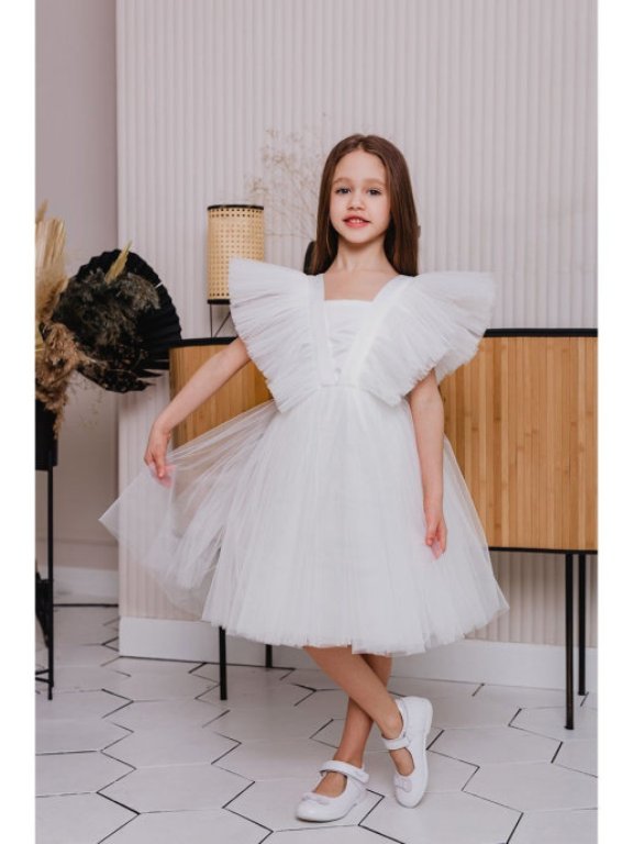 Детское нарядное платье 0420 (Молочное)