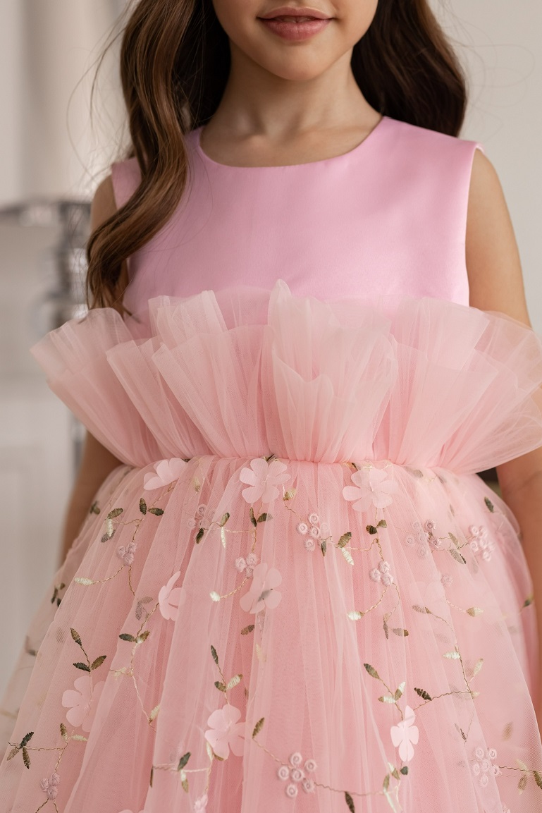 Платье с цветами | розовое